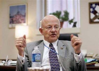 Reitired Air Force Gen. James R. Clapper, outgoing head of the National Geospatial Intelligence Agency, speaks during an interview with the Associated Press at the agency's headquarters in Bethesda, Md. thursday, May 11, 2006 Clapper said the work the agency did after hurricanes Rita and Katrina was the best he'd seen an intelligence agency do his 42 years in the spy business. [AP Photo]