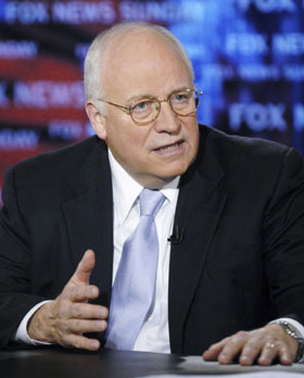 U.S. Vice President Dick Cheney speaks on Fox News Sunday in Washington, January 14, 2007. 