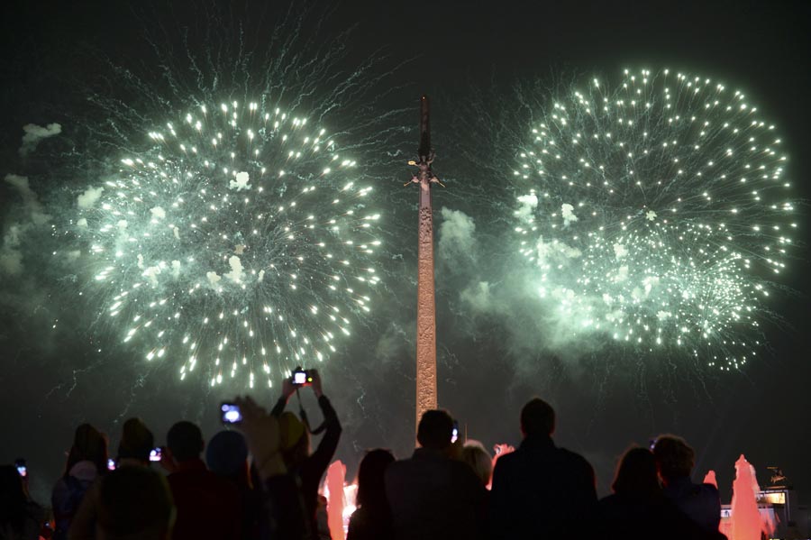 Fireworks explode across Russia to celebrate Victory Day