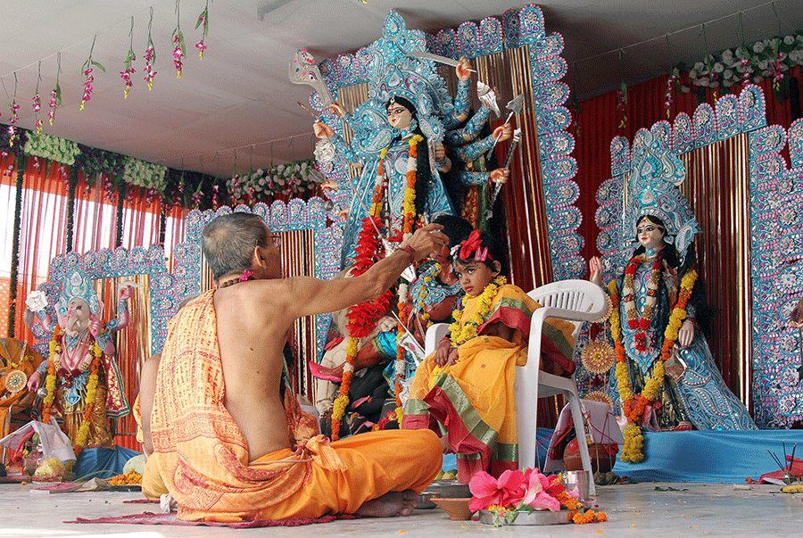 People celebrate Durga Puja in West Bengal, India