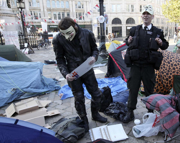 London protesters camp out to show anger