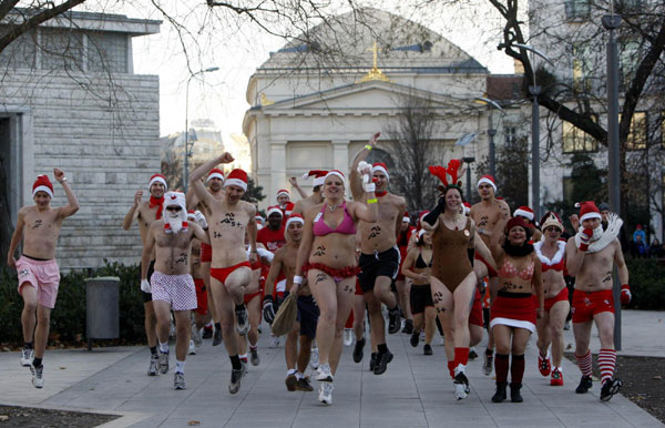 'Santa run' in downtown Budapest