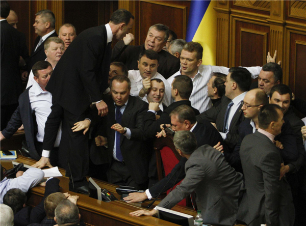 Ukraine parliament brawl