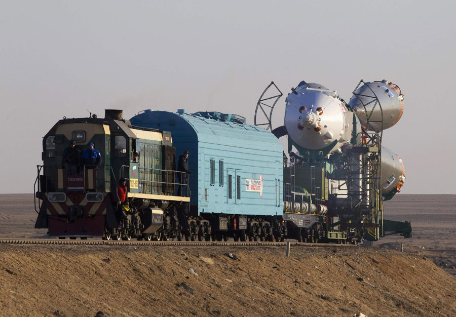 Spacecraft is transported to its launch pad