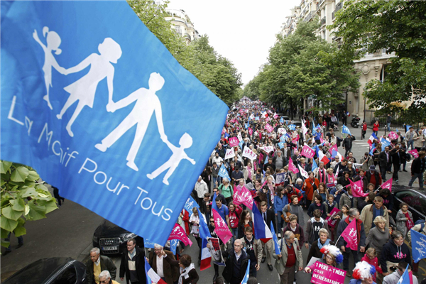 Protest against France's gay marriage law in Paris