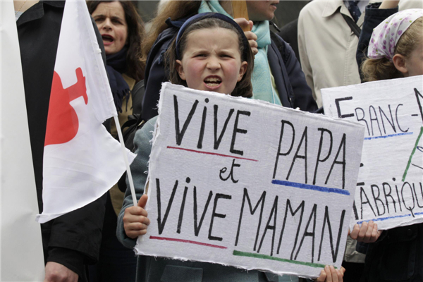 Protest against France's gay marriage law in Paris