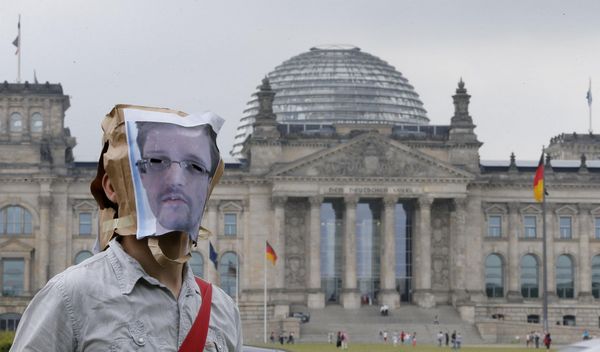 Rally held in support of Snowden in Berlin