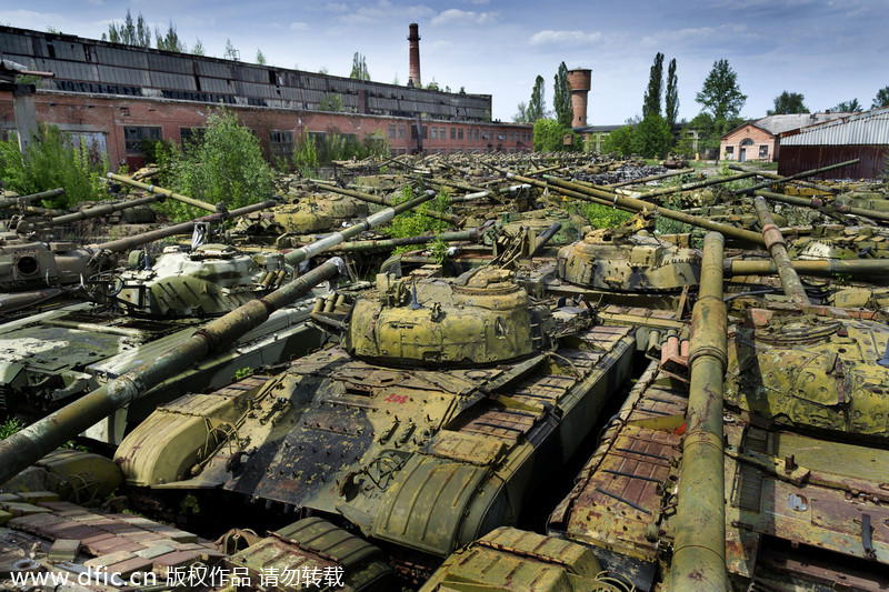 Abandoned tank graveyard in Ukraine