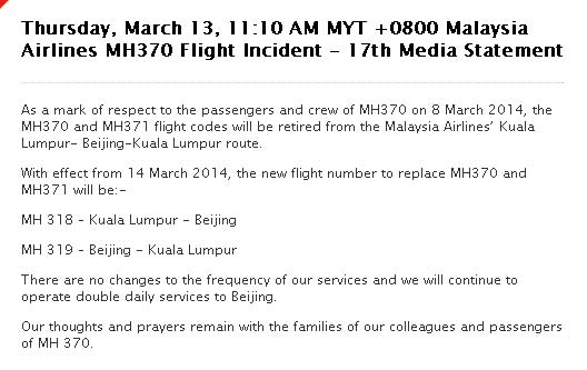 Live report on Malaysia Airlines flight MH370