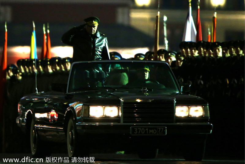 Night rehearsal at Red Square for Russia's Victory Day