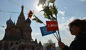 Night rehearsal at Red Square for Russia's Victory Day