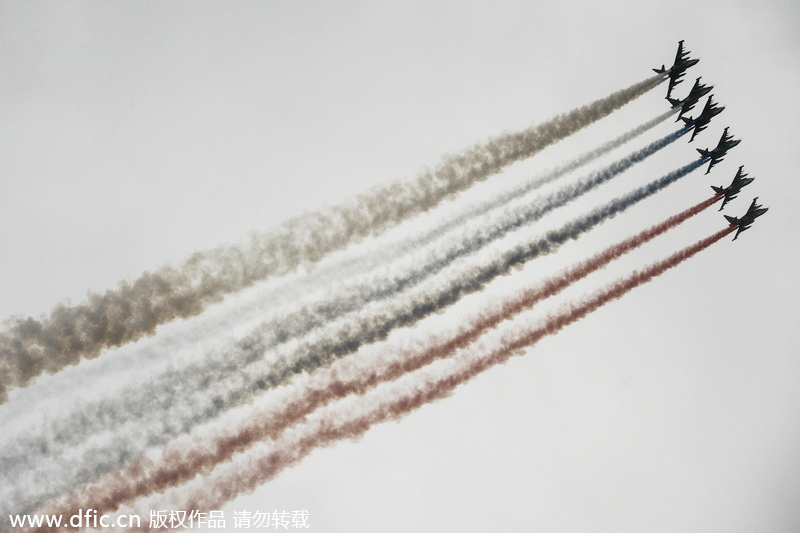 Full dress rehearsal for Victory Day parade in Russia