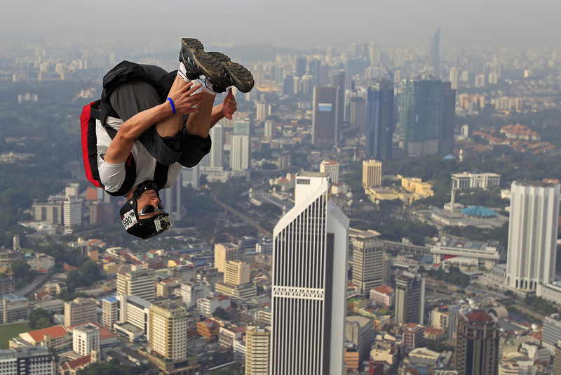 Jumpers leap off Malaysia's Kuala Lumpur Tower