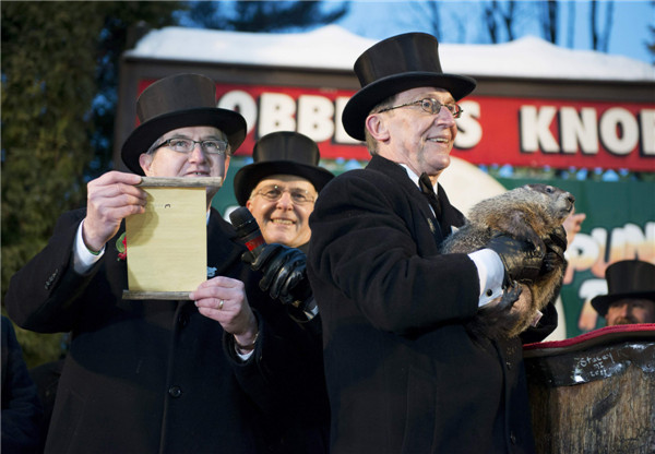 US groundhog Phil predicts six more weeks of winter