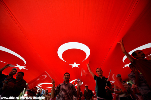 Turkish national flag waves against terrorism