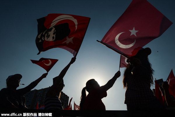 Turkish national flag waves against terrorism