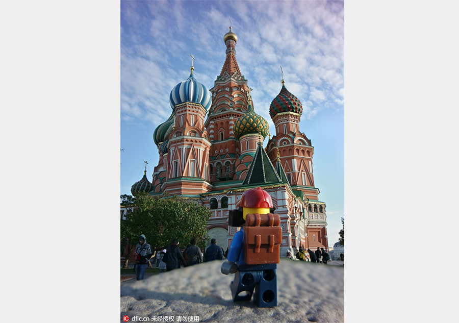 Lego man goes backpacking around world