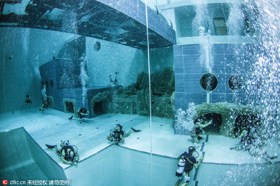 Deep joy at a swimming pool