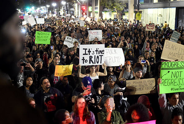 Students protest across California against Trump's victory