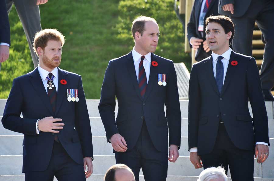 British royals and Canadian PM pay tribute to fallen soldiers in WWI