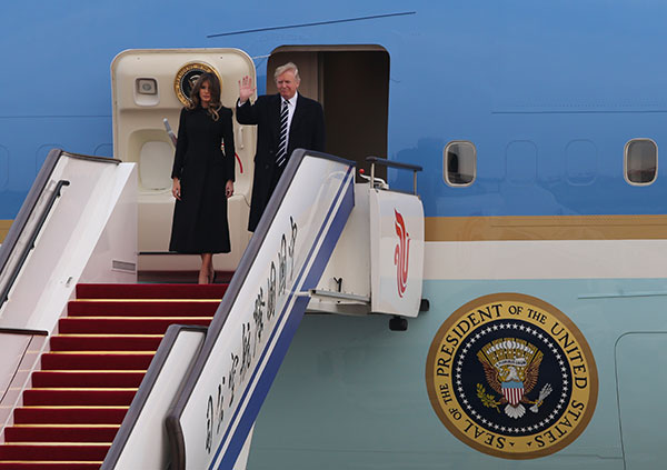 US President Donald Trump lands in Beijing, kicking off three-day state visit